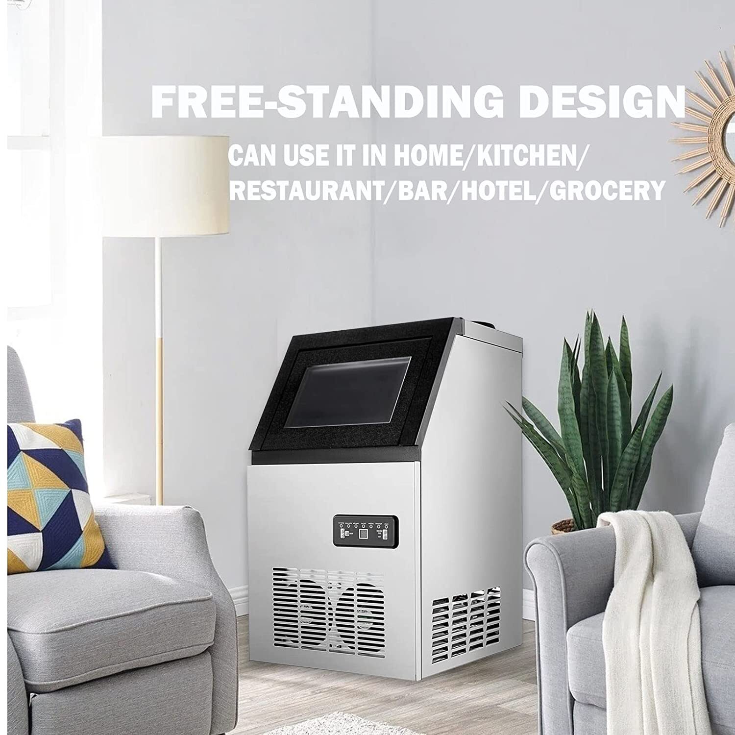Built-in Commercial Ice Maker Stainless Steel Bar Restaurant Ice Cube Machine