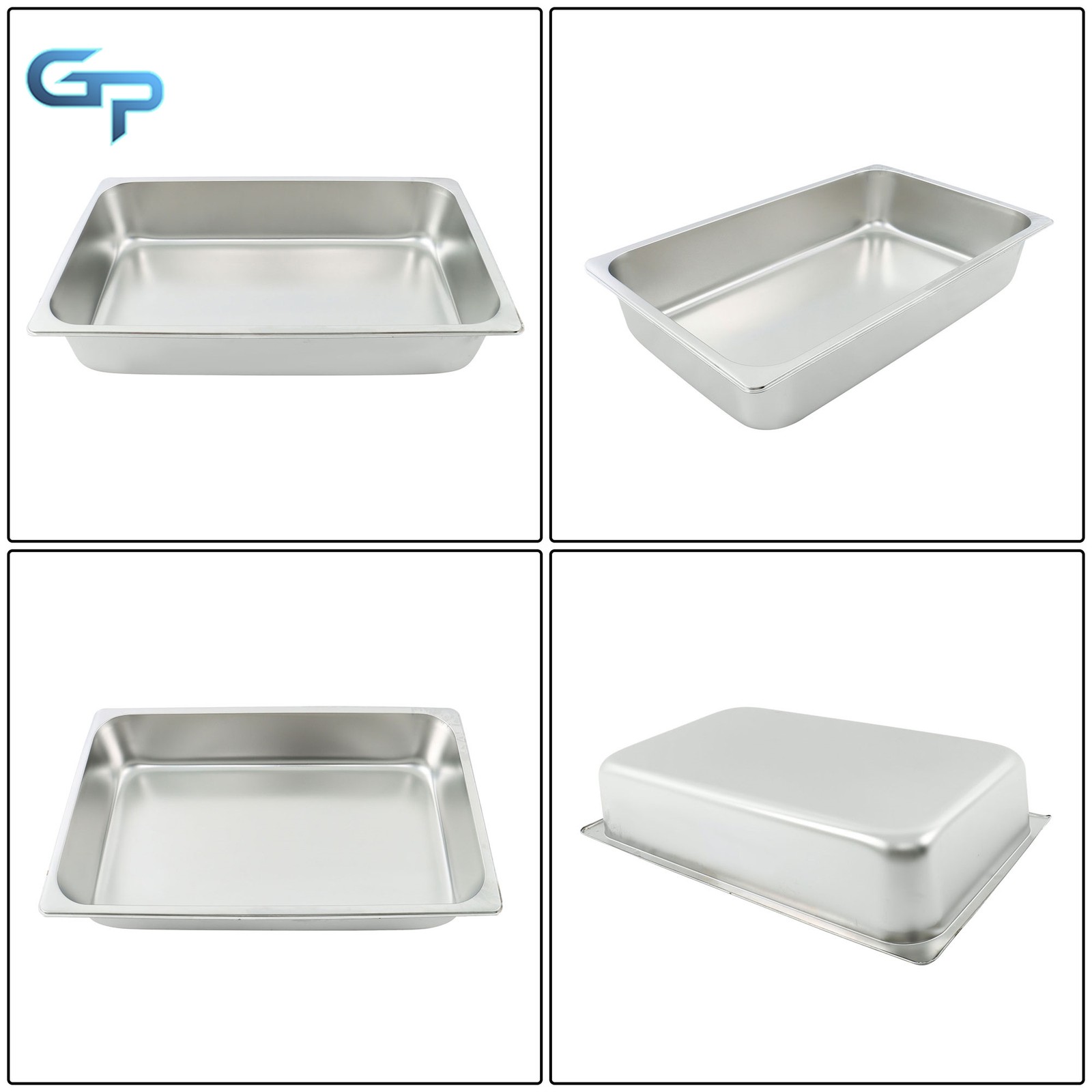Stainless Steel Full Size Food Pans with Lids – Set of 4 for Buffet Service