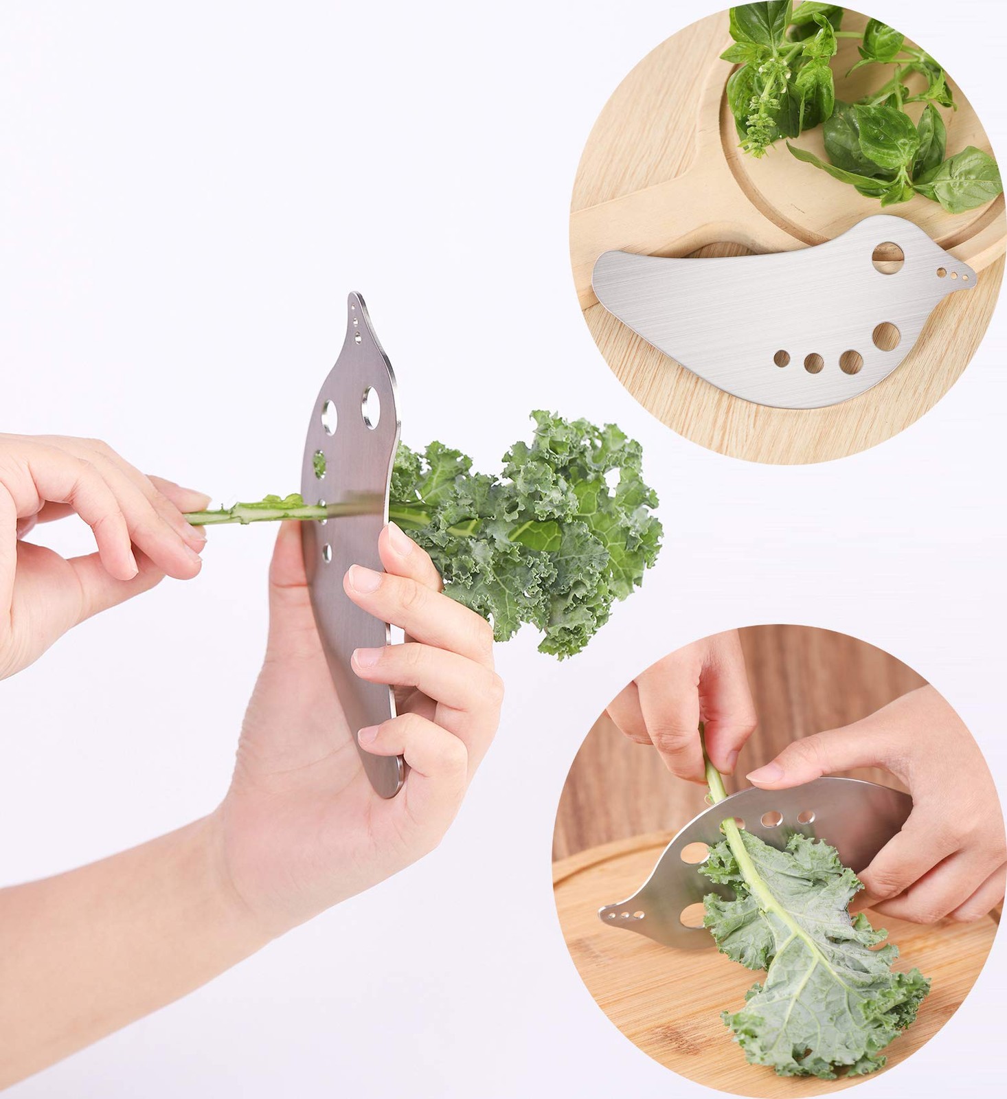 Stainless Steel Herb Stripper for Kale, Chard, Collard Greens – Multi-Function L