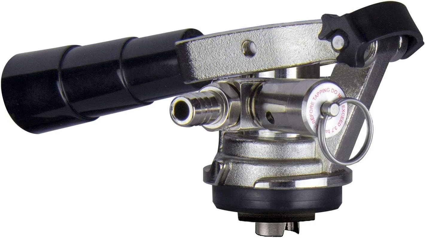Compact D System Keg Coupler, Nickel-Plated for Space-Saving Beer Tapping
