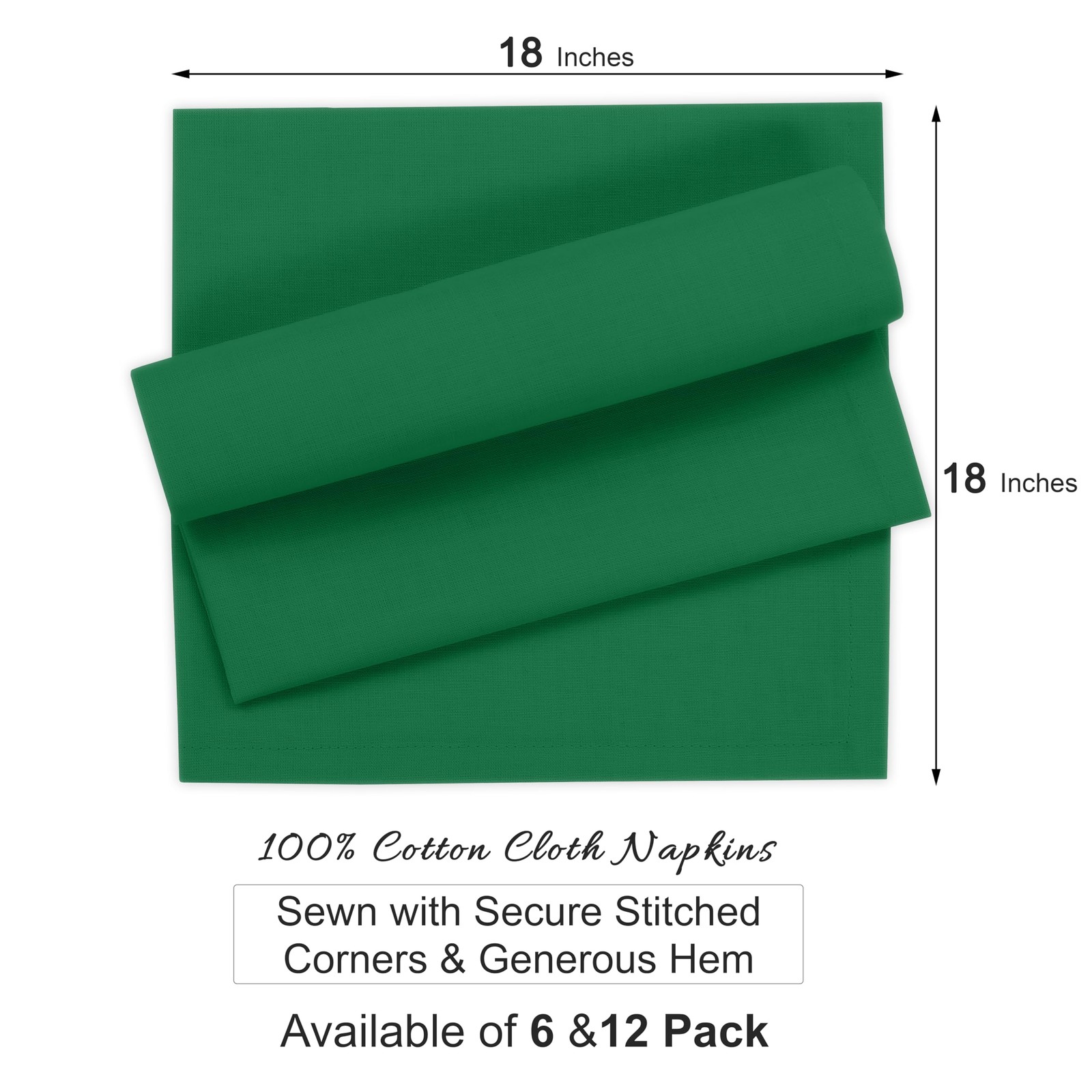 Ruvanti 6-Pack 18×18″ 100% Cotton Premium Washable Cloth Napkins Soft
