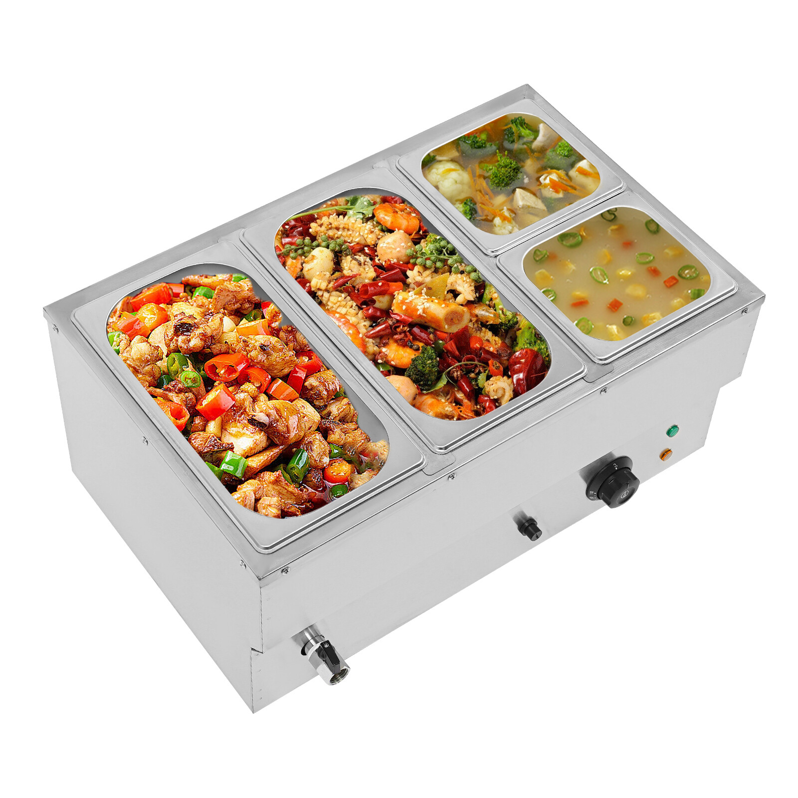 Electric Food Warmer 4-Pans Commercial Countertop Buffet Food Warmer 30-110℃