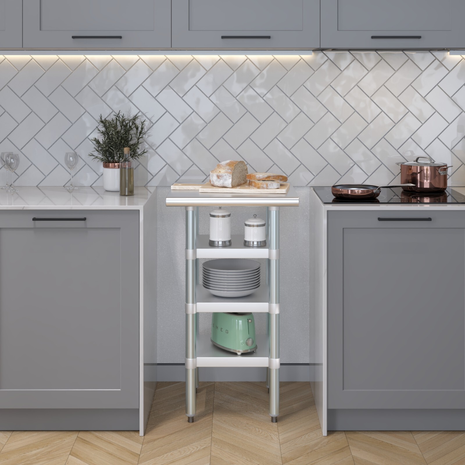 20 in. x 20 in. Stainless Steel Table With Three Undershelves