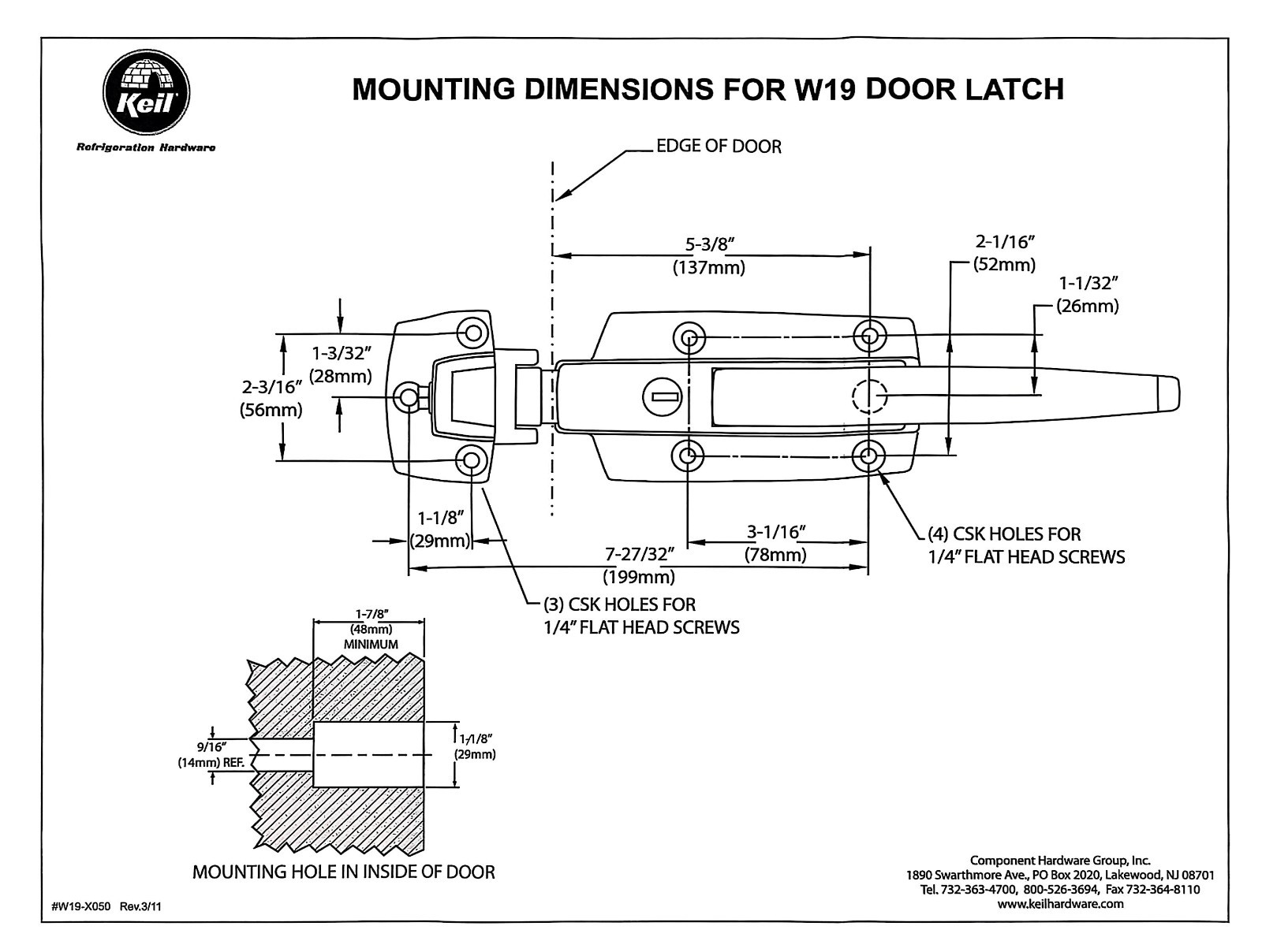 CHG W19-1000 Walk-in Door Latch Assembly Brand New Polished Chrome.
