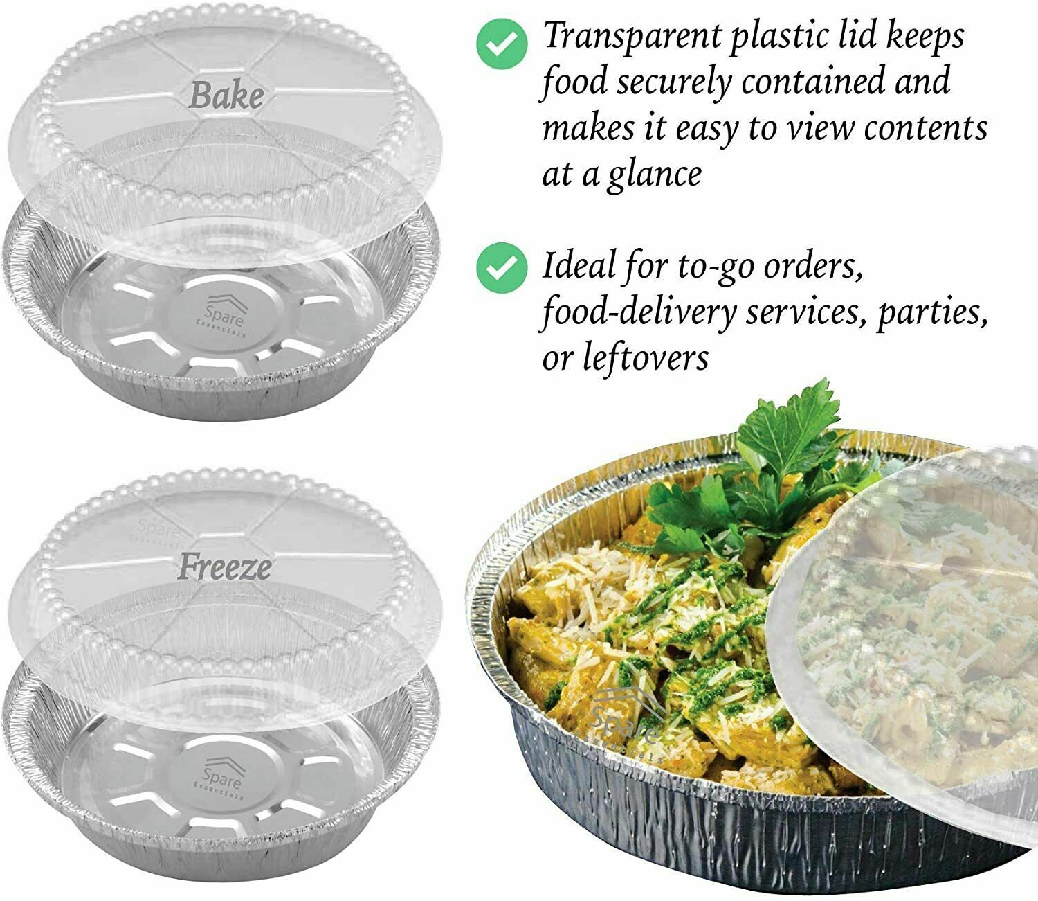 9″ Round Aluminum Foil Pans With Plastic Dome Lids Baking Storage
