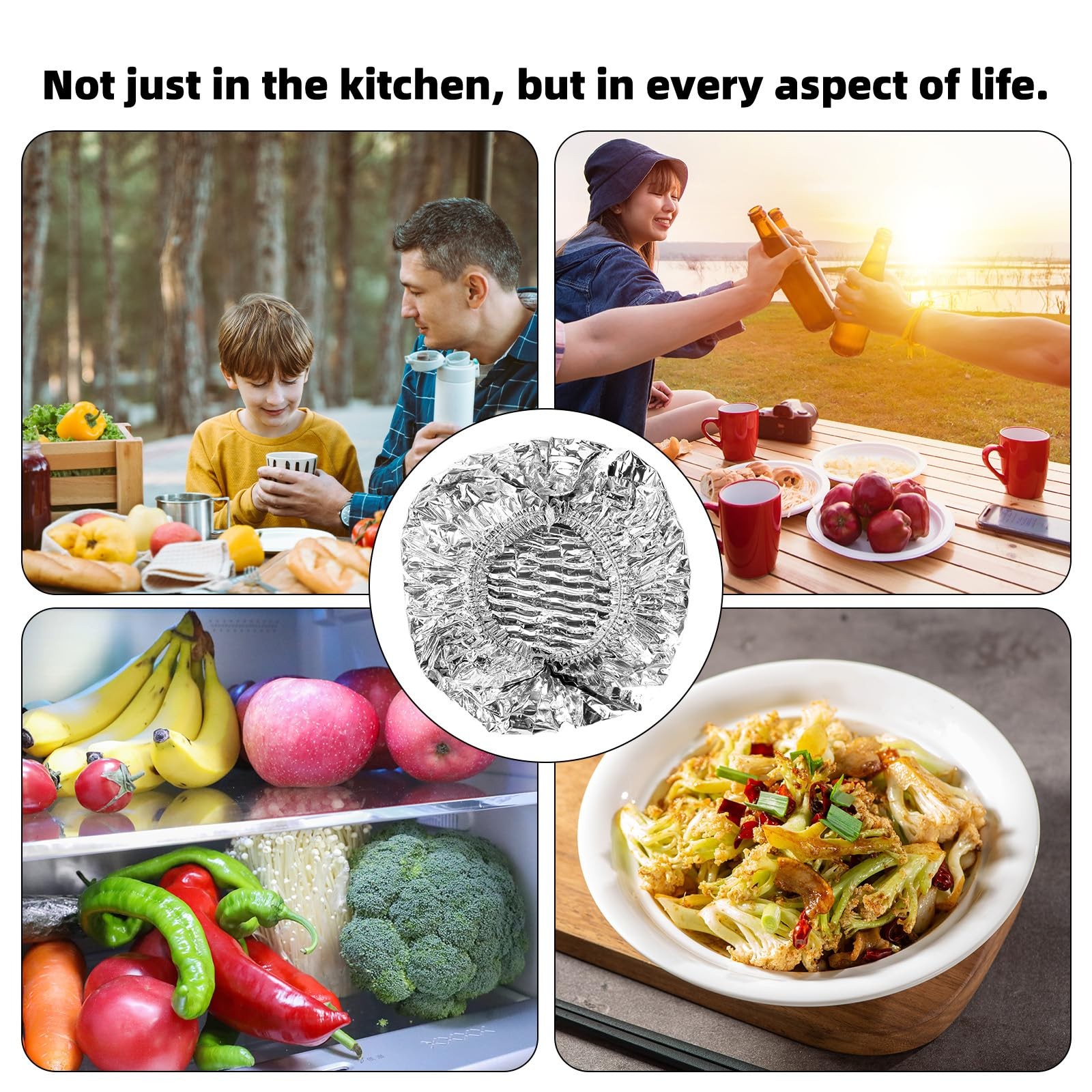 Sinbana Reusable Aluminum Foil Food Covers, Premium Pop Up M, Silver