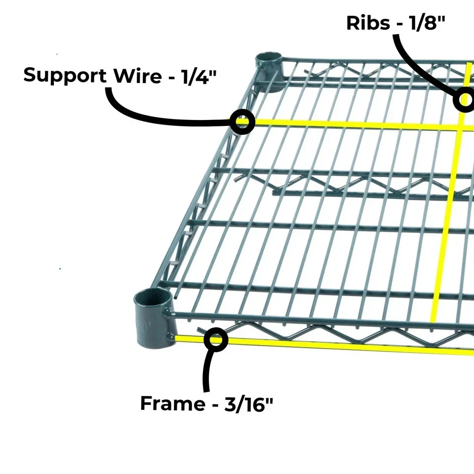 (2 PK) Green Epoxy Wire Shelving Sections 24in Depth 8 Sizes Walk In Cooler NSF