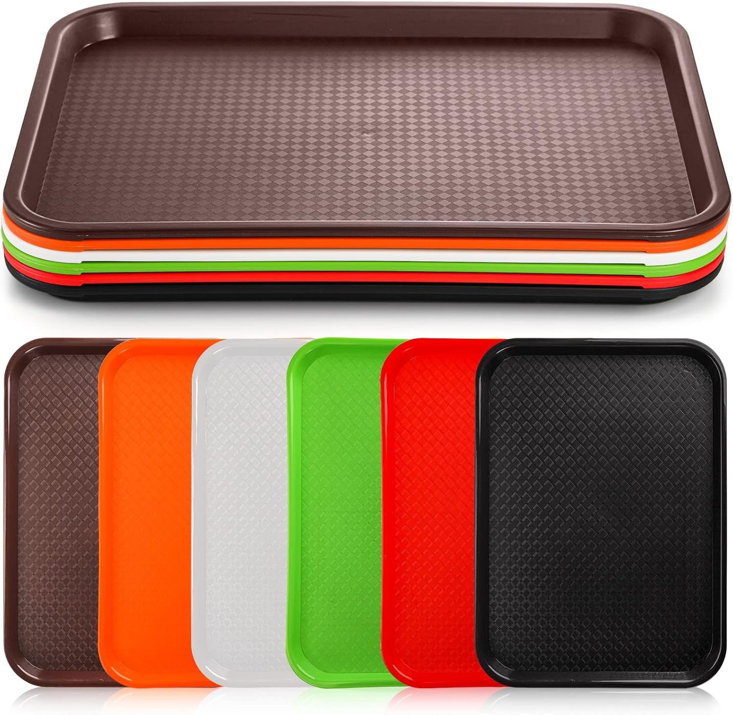 Yarlung 6 Pack Plastic Fast Food Trays, 16×12 Inches Restaurant Serving Trays