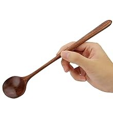 Long Soup Spoons, 1 Pieces Korean Style 11 Inches Natural Wood Long