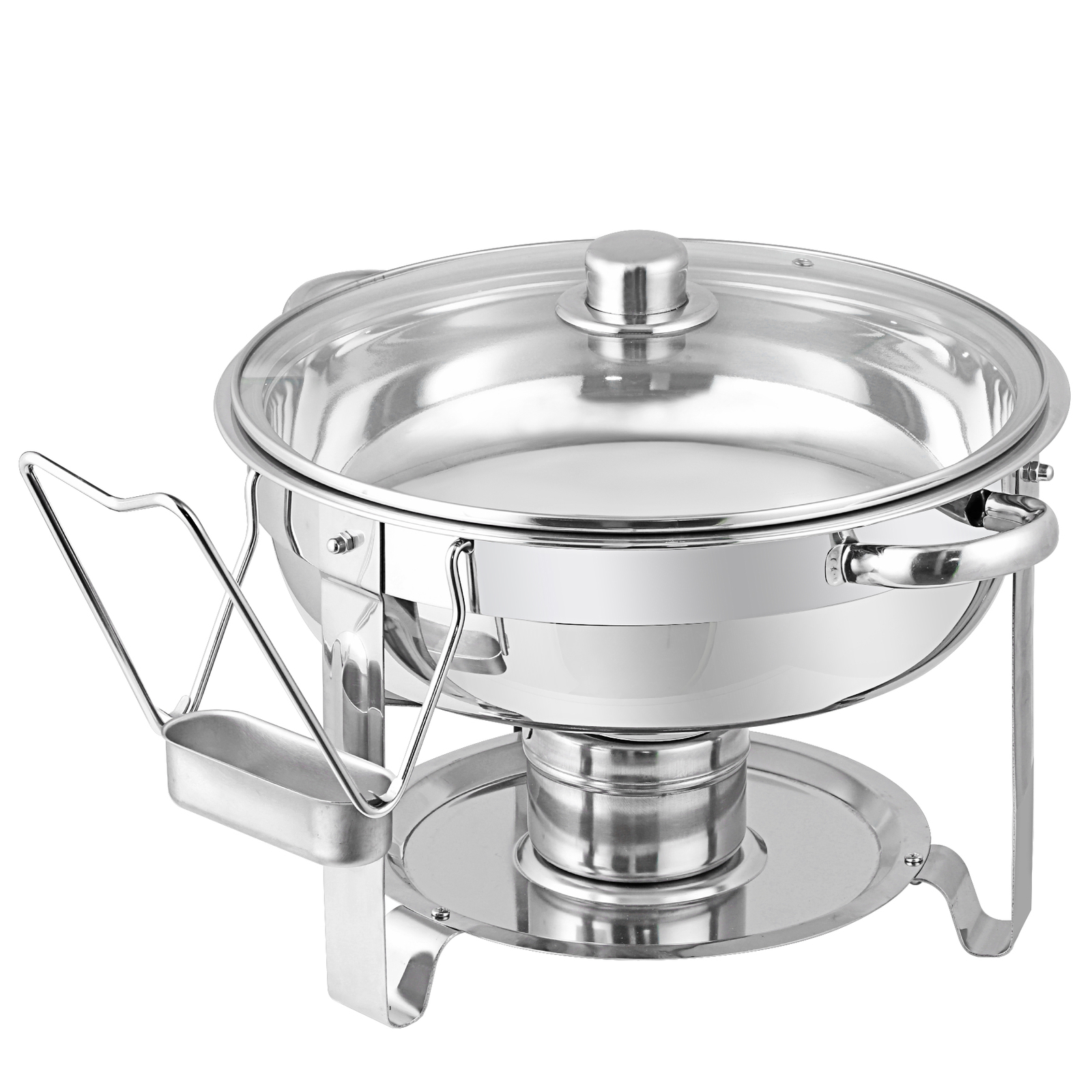 4 Packs Round Chafing Dish 5QT Stainless Steel Chafer Warmer Tray for Catering