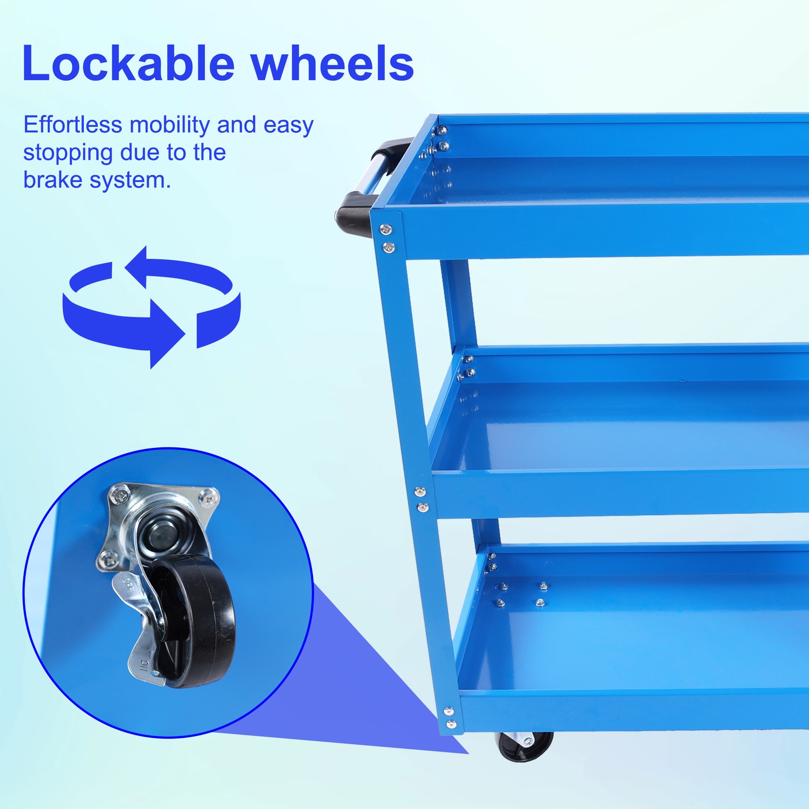 Tool Cart 3 Tier Rolling Mechanic Tool Heavy Duty Steel Utility Cart 450 LBS
