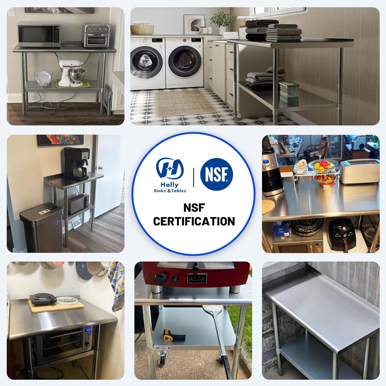 Stainless Steel Prep Work Table 24×30 NSF with Undershelf Backsplash Kitchen