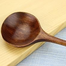Long Soup Spoons, 1 Pieces Korean Style 11 Inches Natural Wood Long