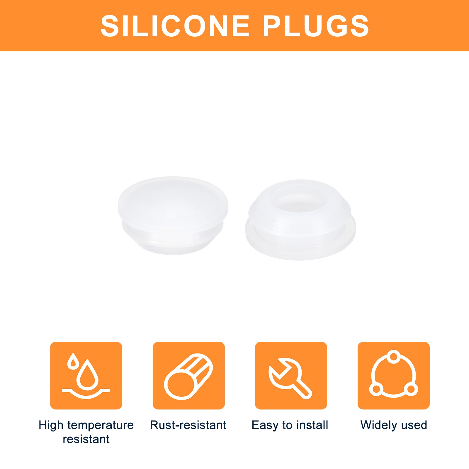 15Pcs Silicone Plugs, Rubber Round Hole Plugs for 12-13mm Hole, Translucent