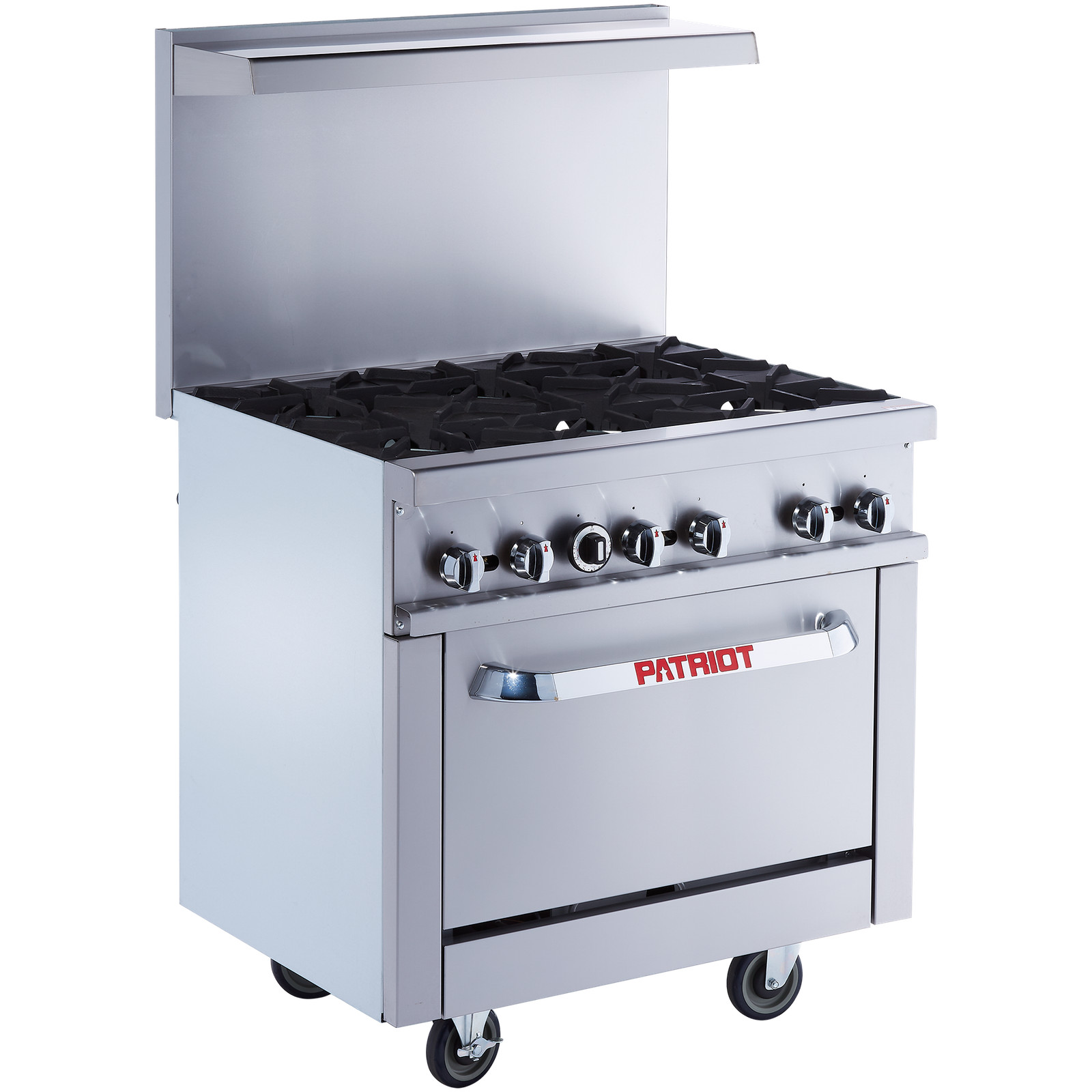 Patriot PT-R36 Commercial 6-Burner Natural Gas Range 36″W with Standard Oven