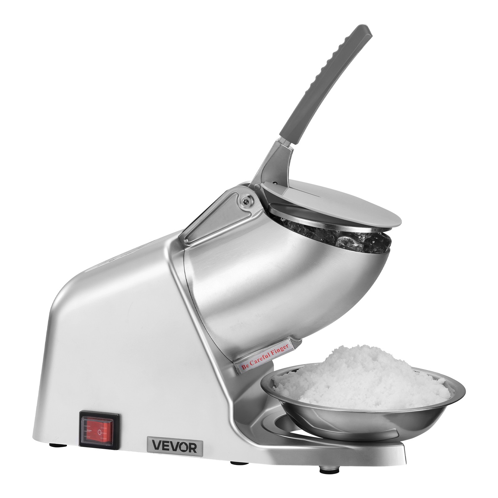 VEVOR Commercial Ice Crusher 286LBS/H Electric Snow Cone Maker Shaved Ice Silver