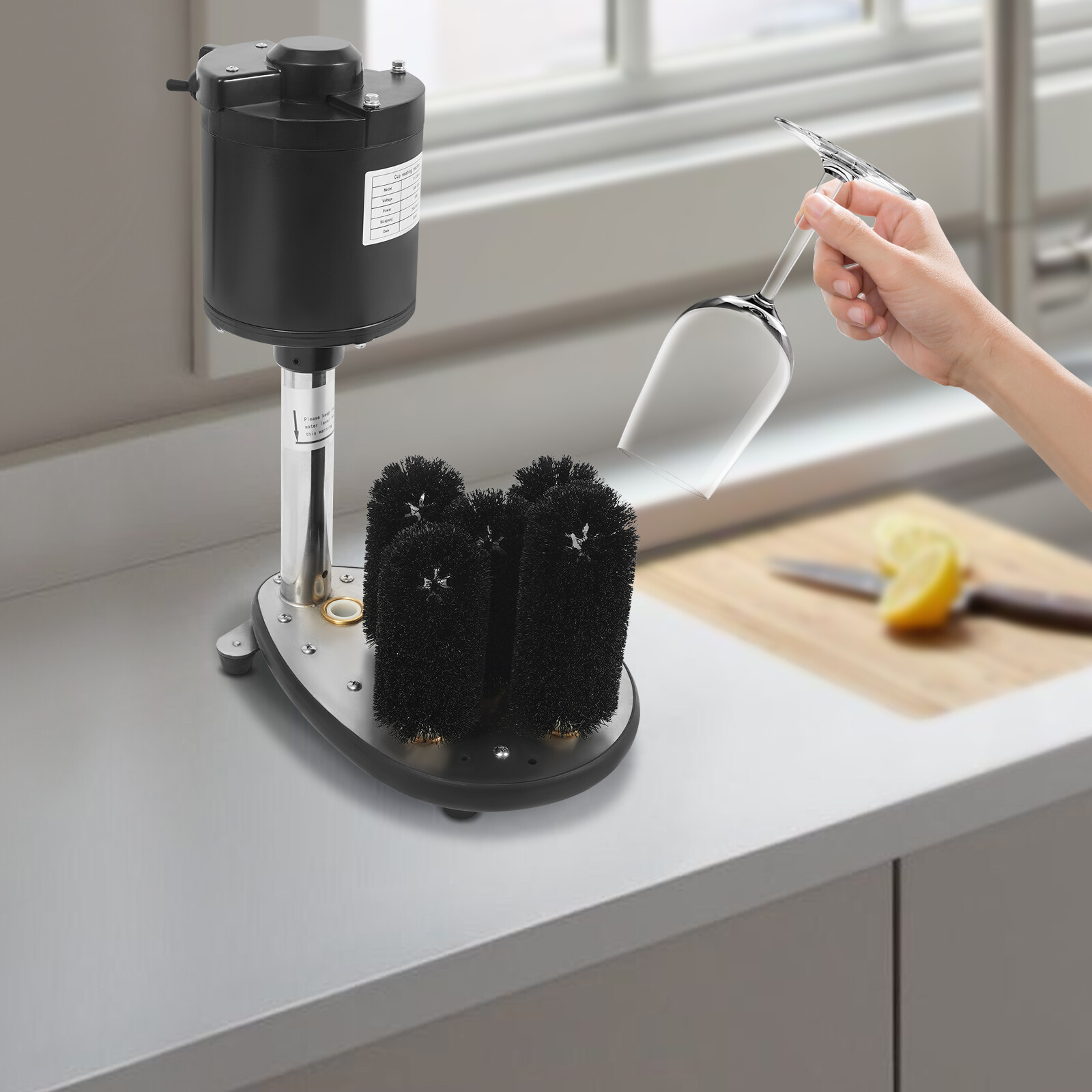 Electric Glass Washer 5-Brush Electric Commercial Wine Glass Cleaning Machine
