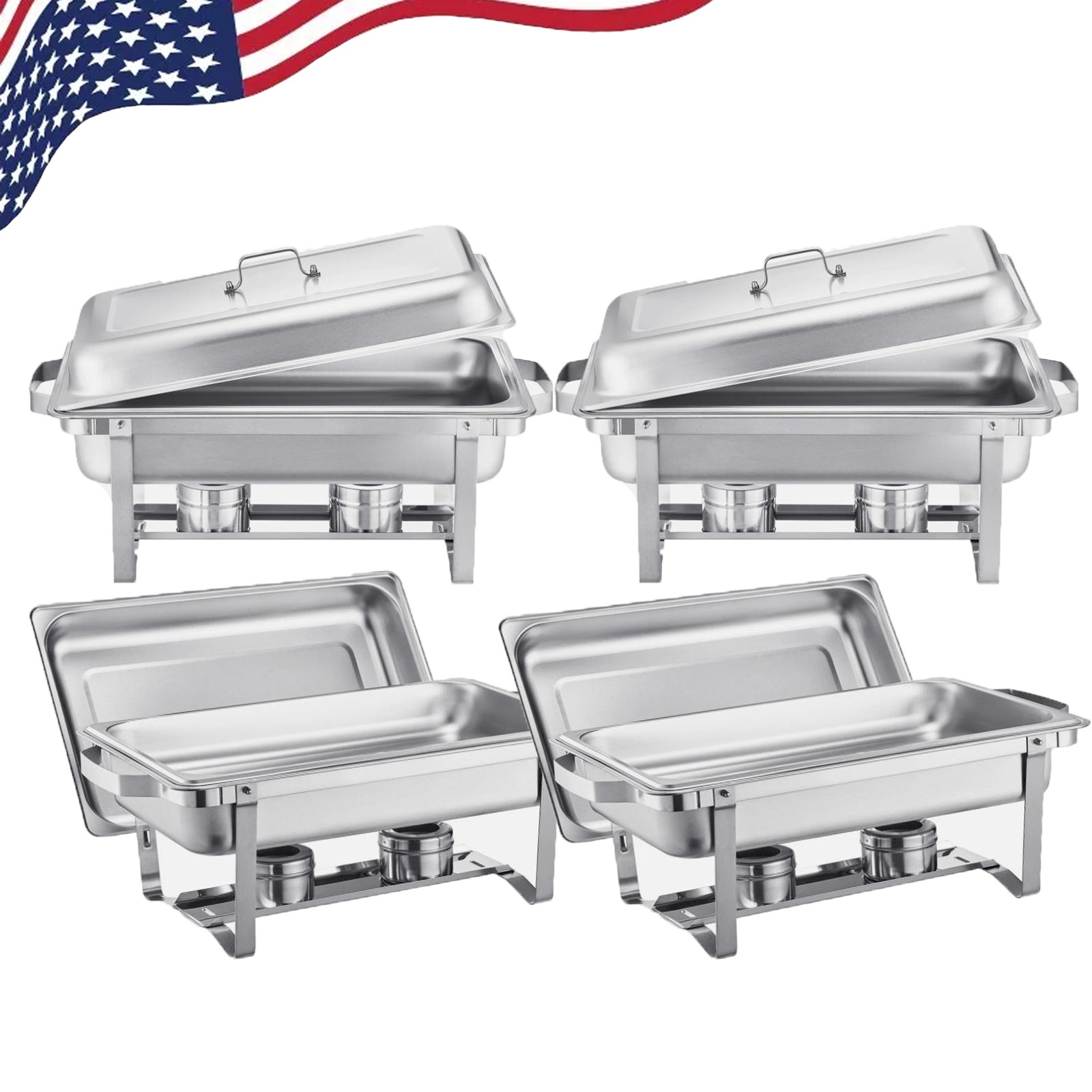 5Pack 8QT Chafing Dish Wedding Buffet 316 Stainless Steel Chafer Full Size
