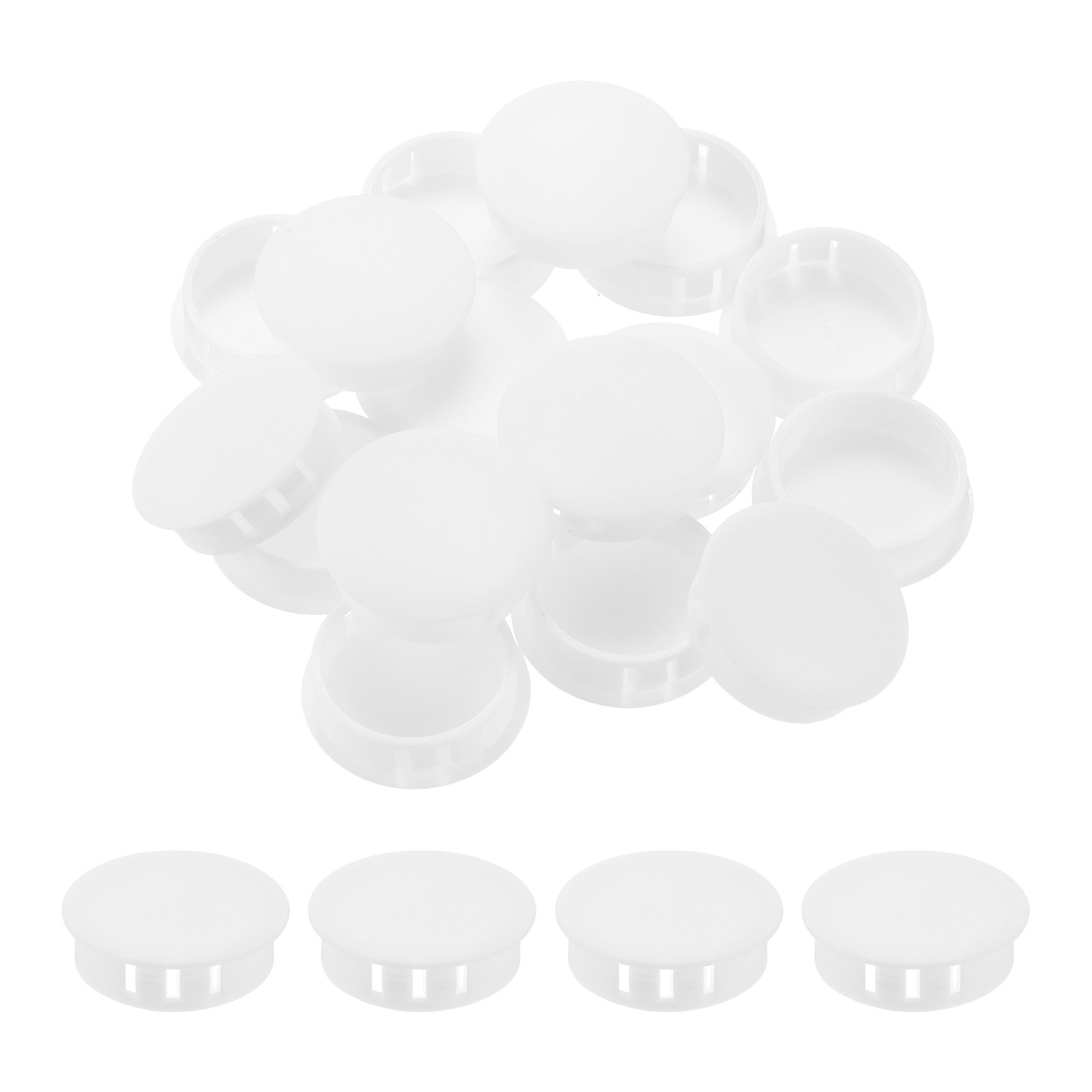 32Pcs 35mm(1 3/8′) White Nylon Plastic Round Locking Hole Plugs Insert End Caps