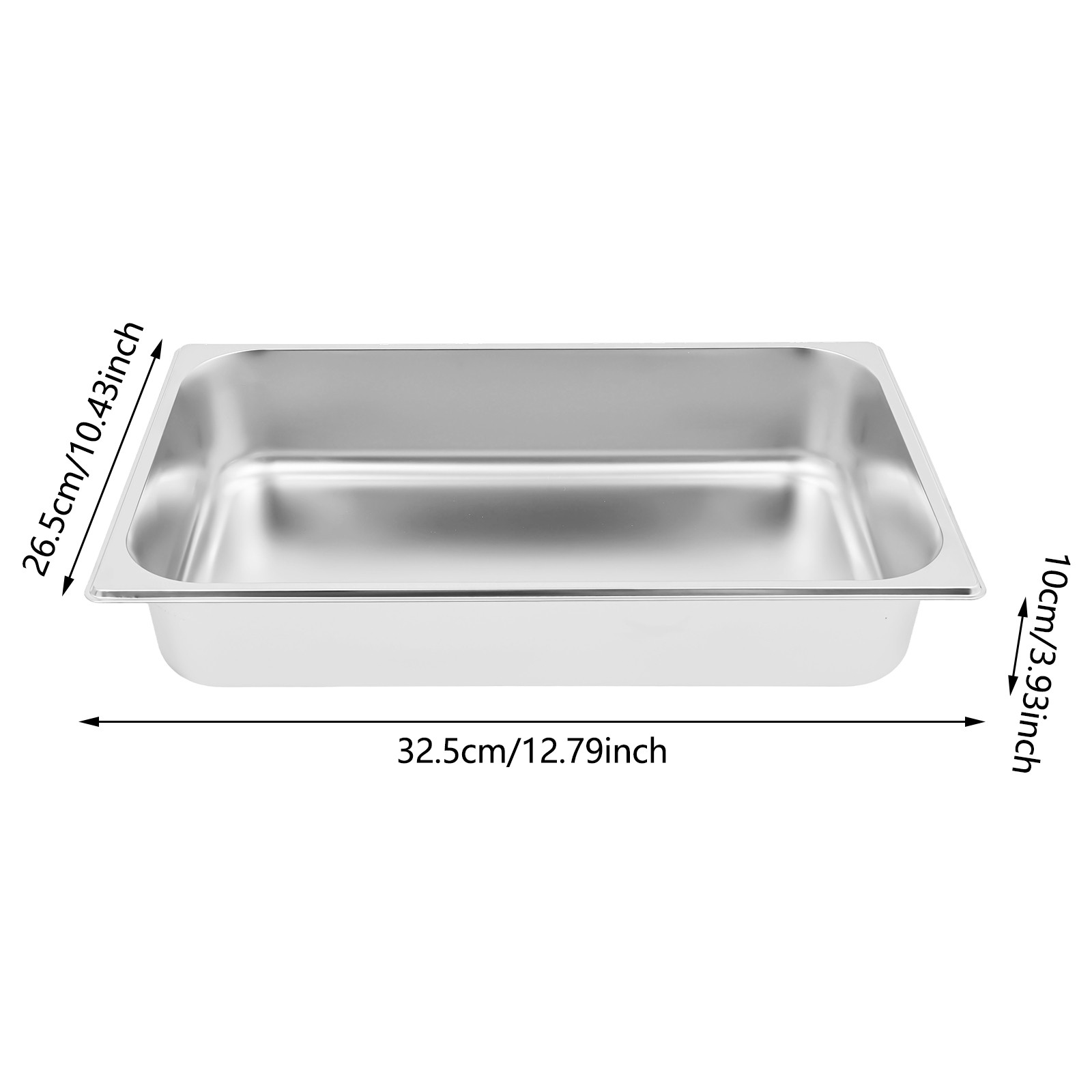 4Pcs 7.5L Capacity Food Pans 201 Stainless Steel with Lids for Restaurant