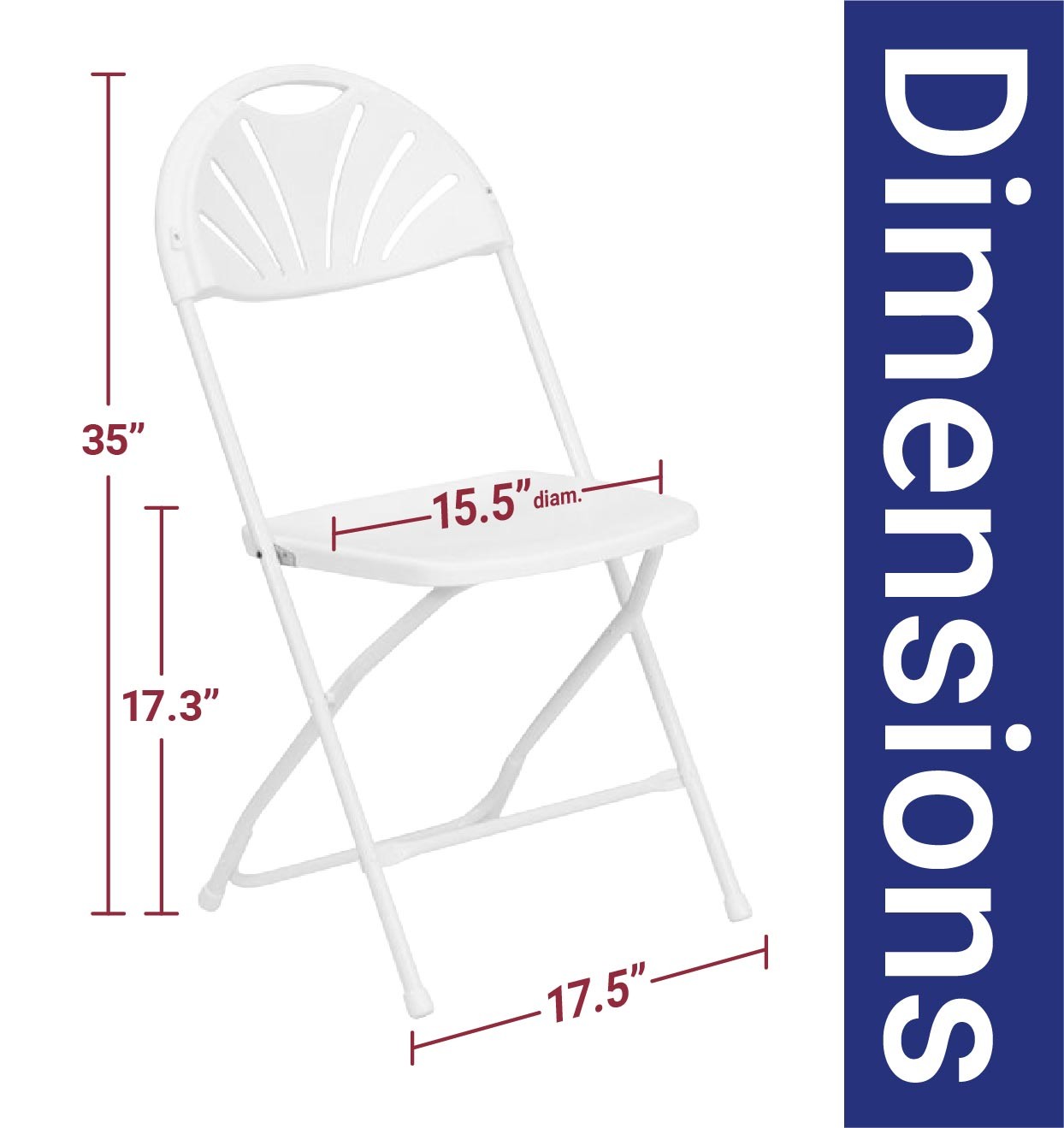 Plastic Folding Chairs White Fan Back Outdoor 300lb Capacity Steel Frame 8 Pack