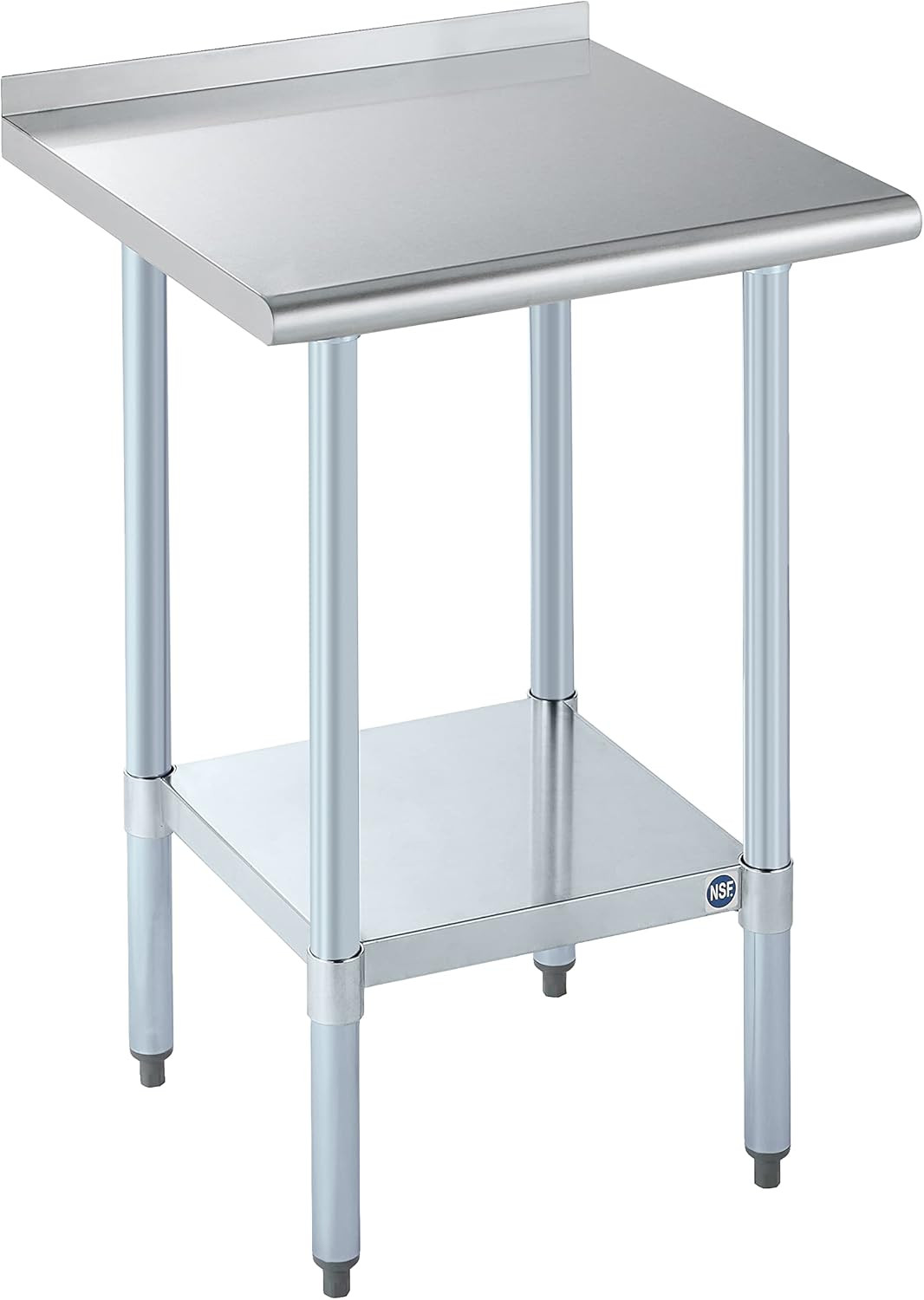 Stainless Steel Table for Prep & Work with Backsplash 24X24 Inches, NSF Metal Co