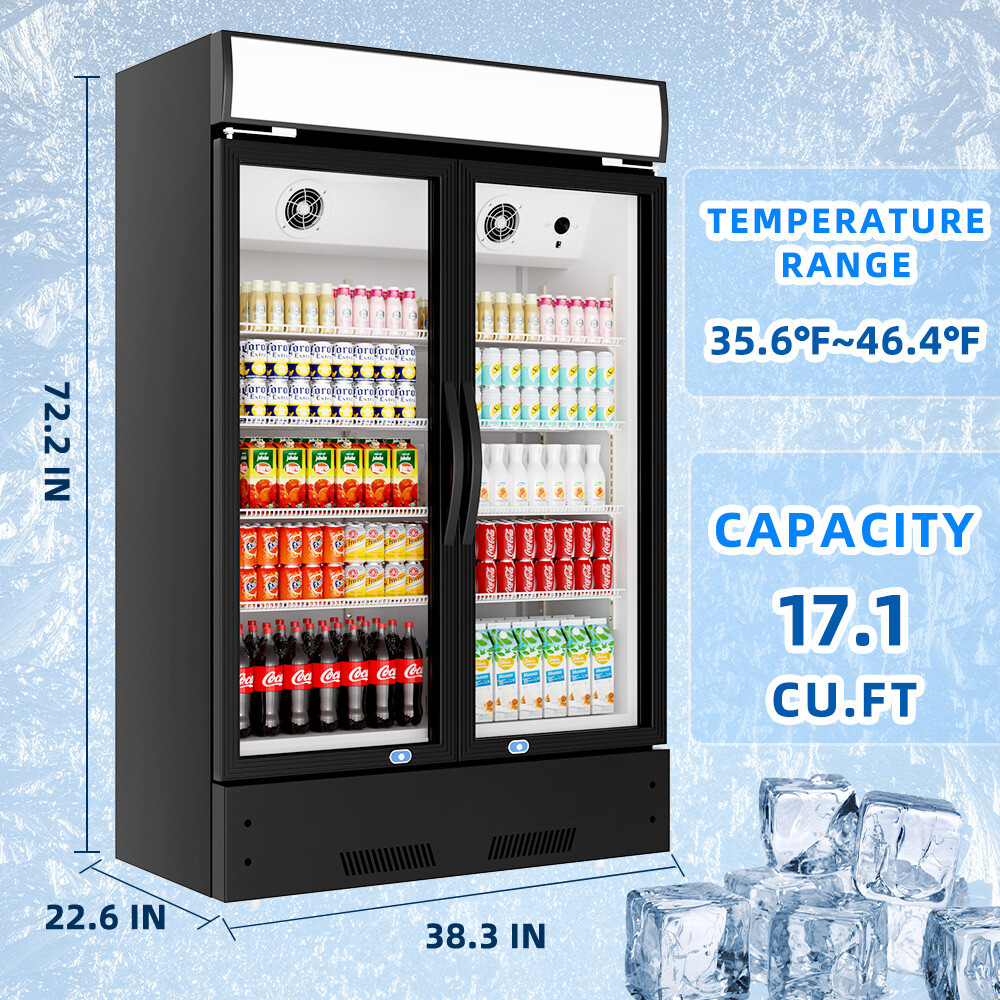 Merchandiser Refrigerator Glass Door Cooler Commercial Display Beverage 18Cu. Ft