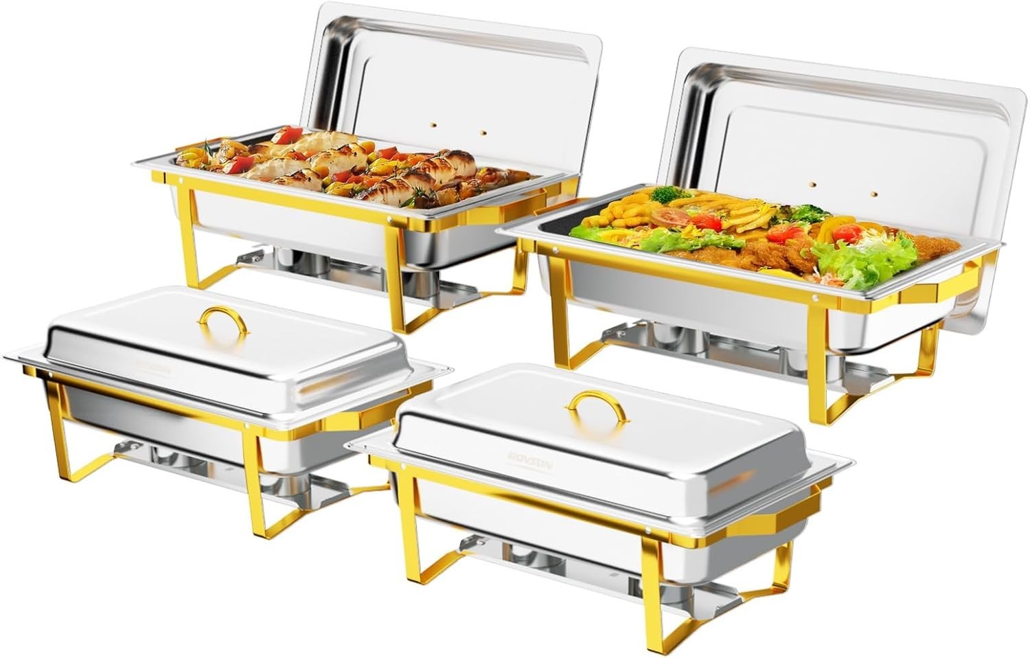 Chafing Dishes Buffet Set 4 Pack Food Warmer 9QT Elegant Gold Silver
