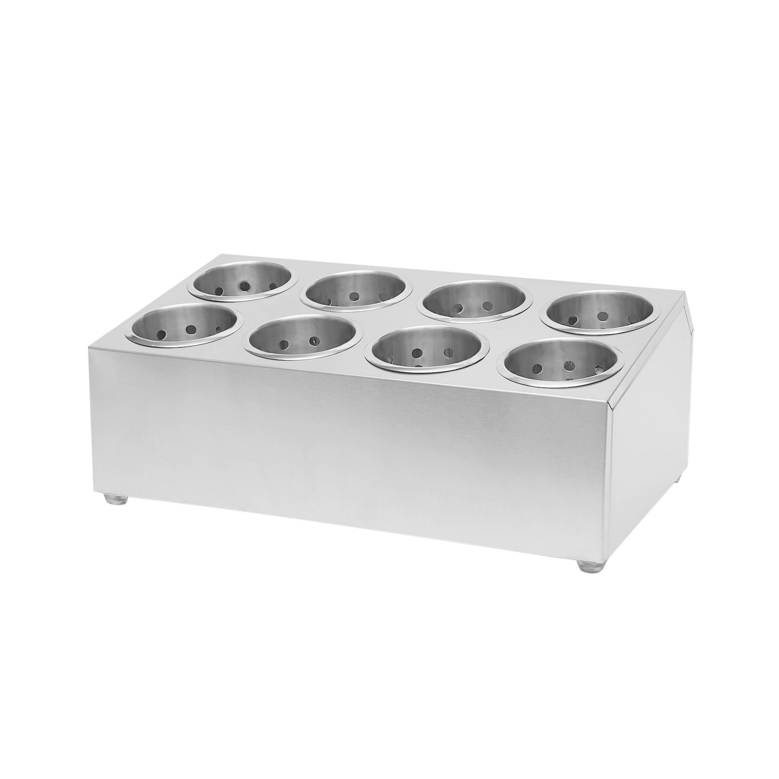 8 Hole Commercial Stainless Steel Flatware Holder Silverware Organizer Storage