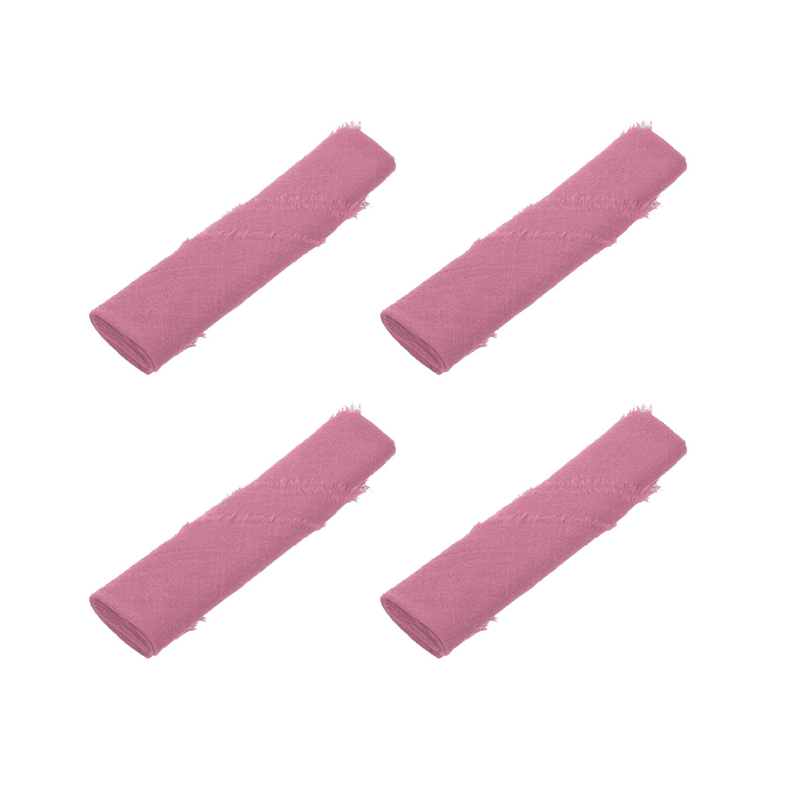 4pcs Cloth Napkins 16.5×16.5 Inches Cotton Linen Napkins with Fringe Dark Pink