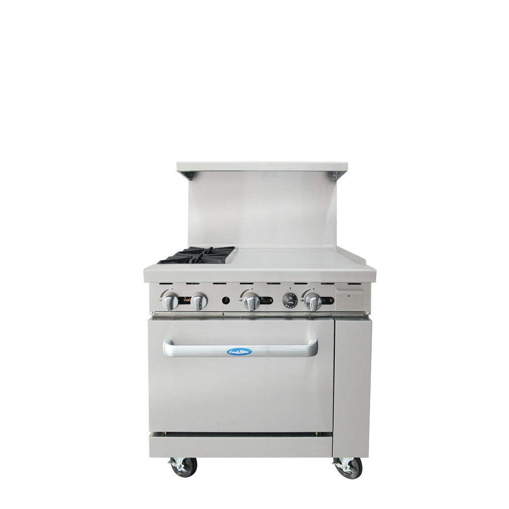 36″ Range 2 Burners on Left & 24″ Griddle Right, Full Oven, Free Lift gate, Gas