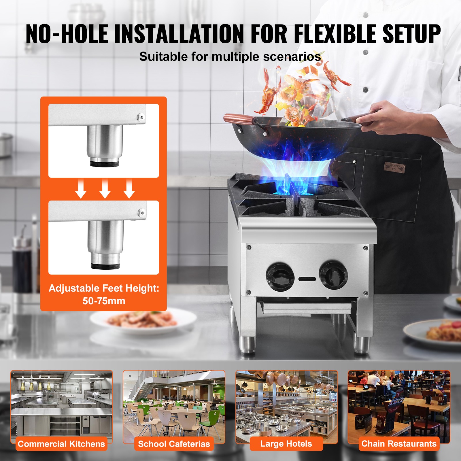 Uimoso Commercial Gas Stove with 2 Burners for Countertop Cooking in Kitchens