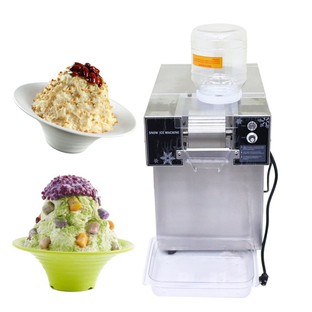 Used 110V Commercial Air Cooling Snowfake Ice Crusher Snow Cone Machine 2 Bucket