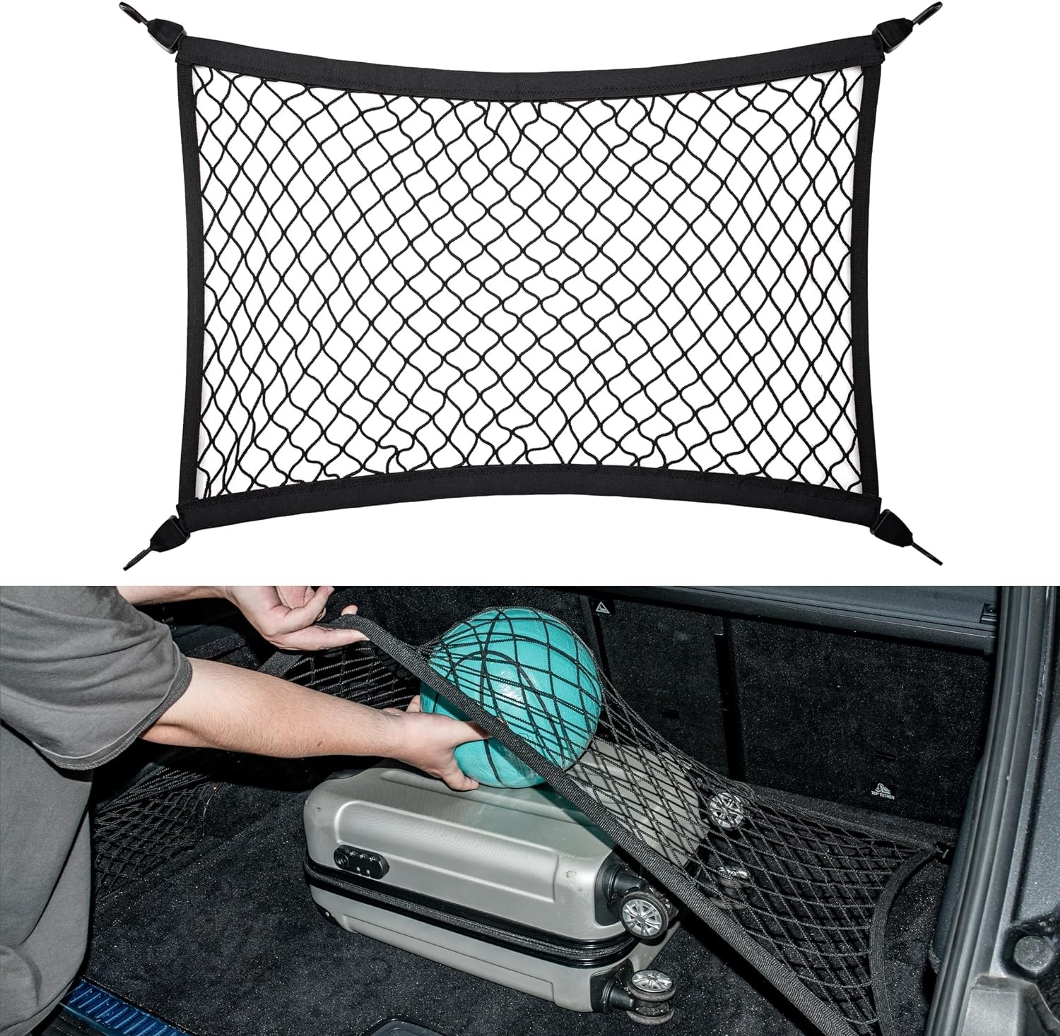 120x120cm Spandex Truck Net – 1-Layer Flat +4 Plastic Hooks for Pickup Storage