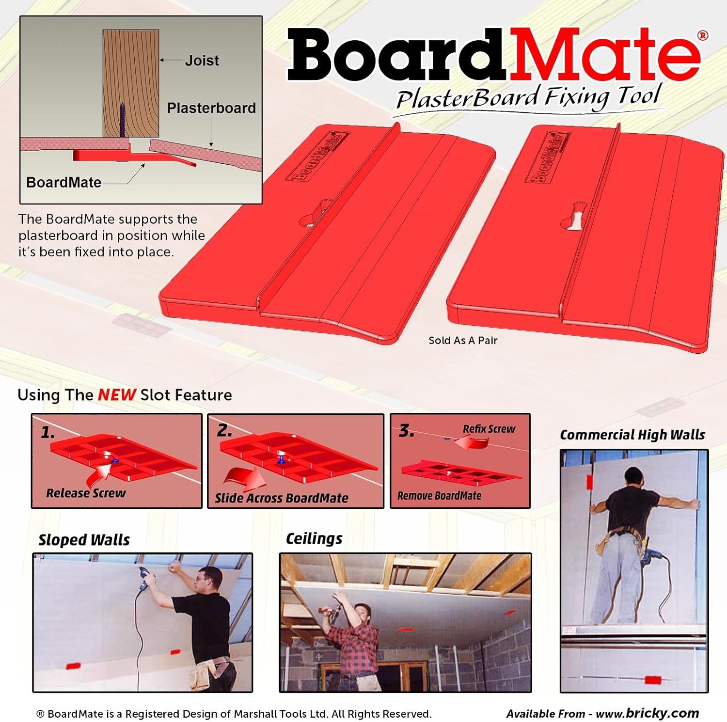 Drywall Fitting Tool Board Support for Installation 2 Pc
