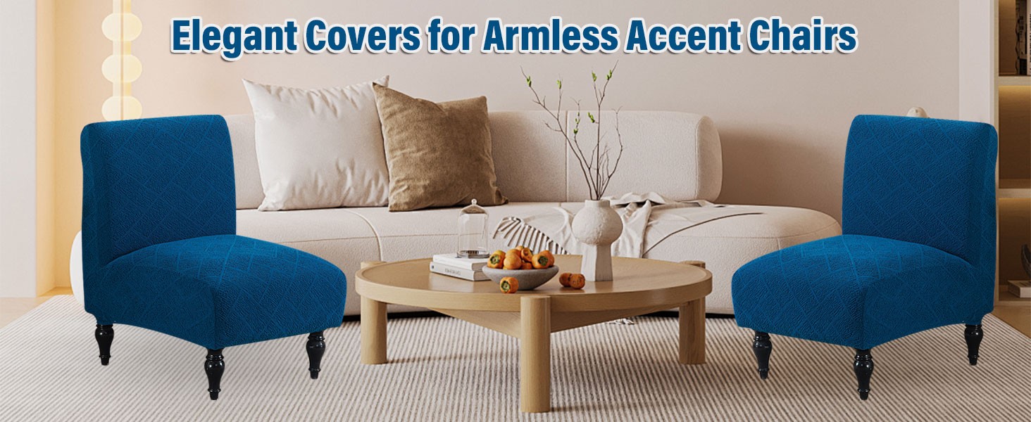 Armless Accent Chair Cover Stretch Slipper Chair Cover Without Arms Jacquard