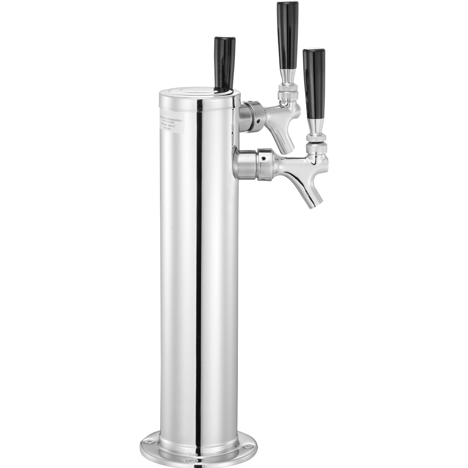 VEVOR Triple Taps Draft Beer Tower Dispenser Stainless Steel Keg Beer Tower