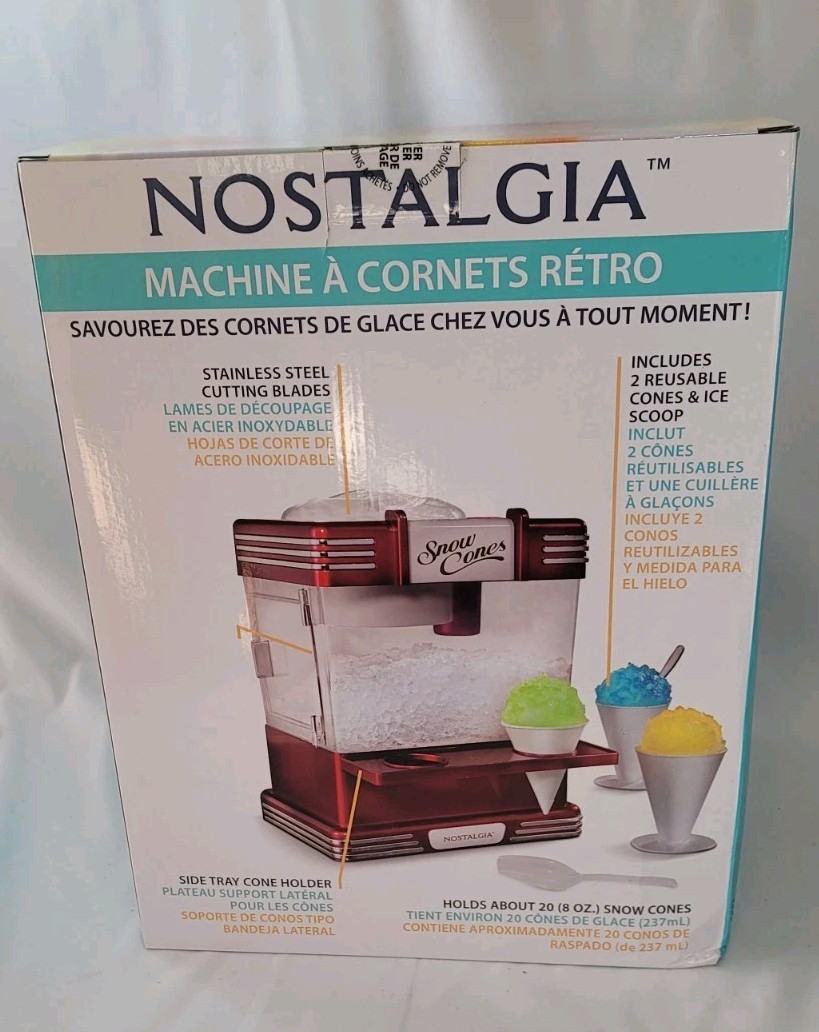Nostalgia Snow Cone Maker Red (Cones/Scooper – Not Included)