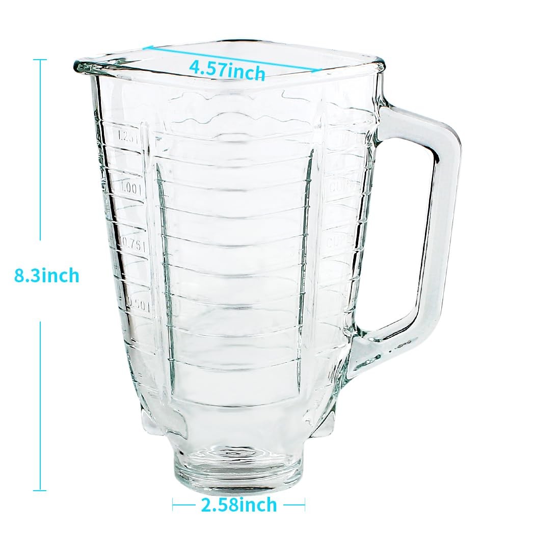 LMEI Replacement Parts 5-Cups Square Top Glass Jar Assembly With…