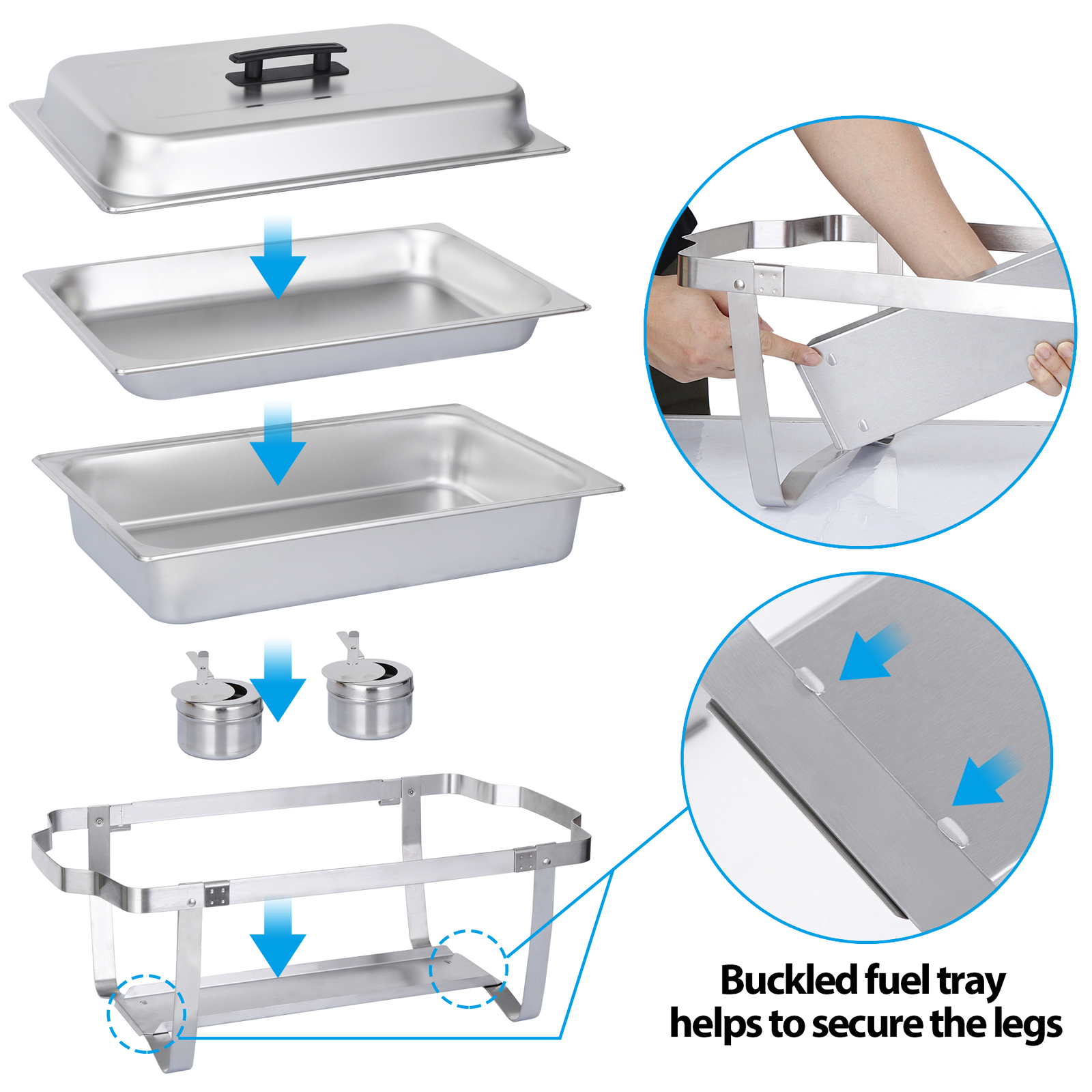 2PCS 8 QT Stainless Steel Chafing Dish Set Food Warmer Restaurant Buffet