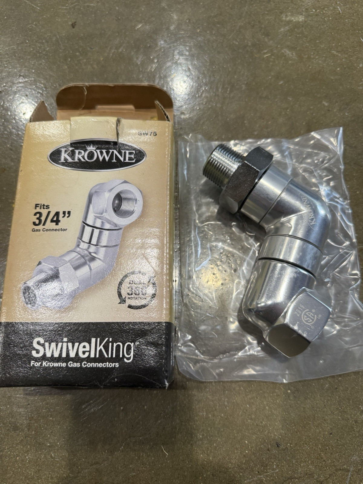 New Krowne Swivel King 3/4″ Dual 360 Rotating Gas Stainless Steel Connector Air