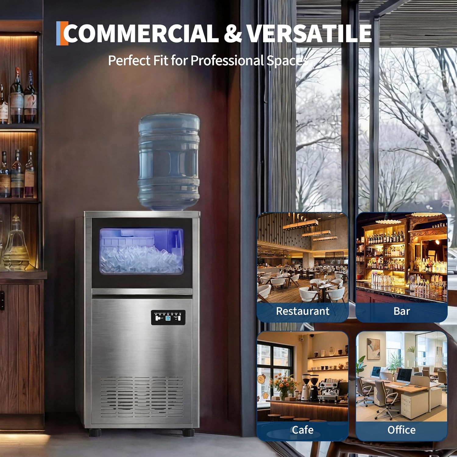 Commercial Ice Maker 120 lbs/24h Ice Cube Machine 13 lbs Storage Restaurant ETL