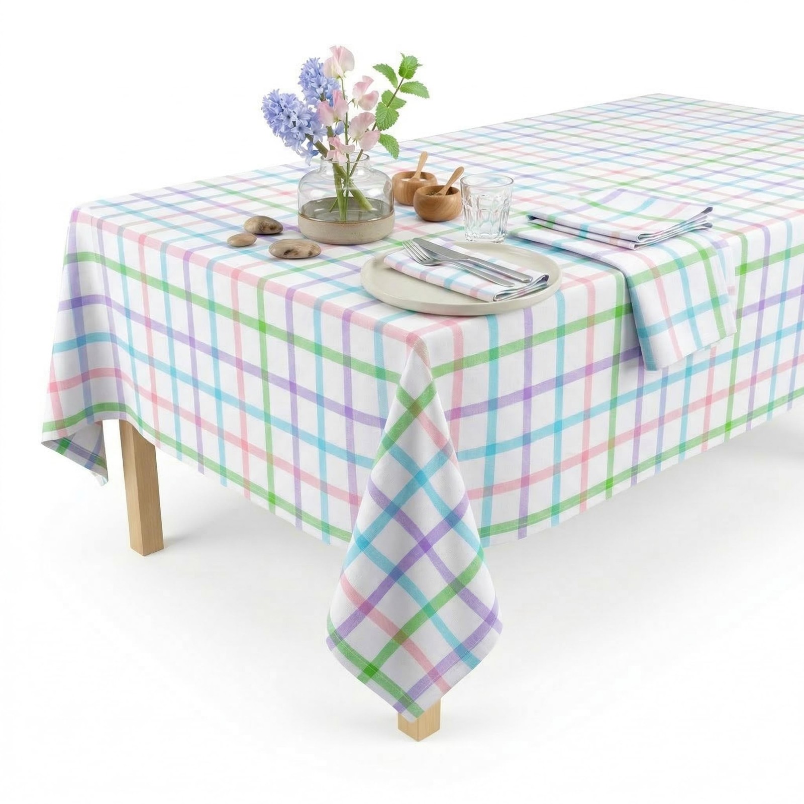 Native Fab Spring Easter Check Cloth Napkins Set Of 12 16X16 Inches 100 Cotton