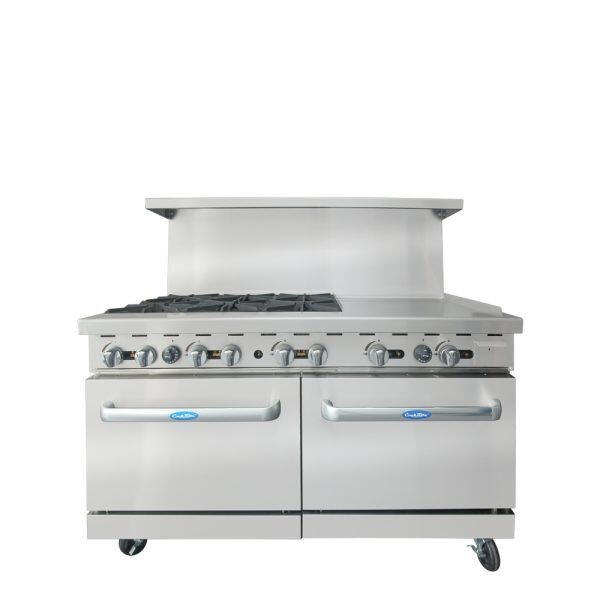 Atosa AGR-6B24GR-NG 60″ Range 6 BURNERS 24″GRIDDLE AND 2 OVENS NAT GAS