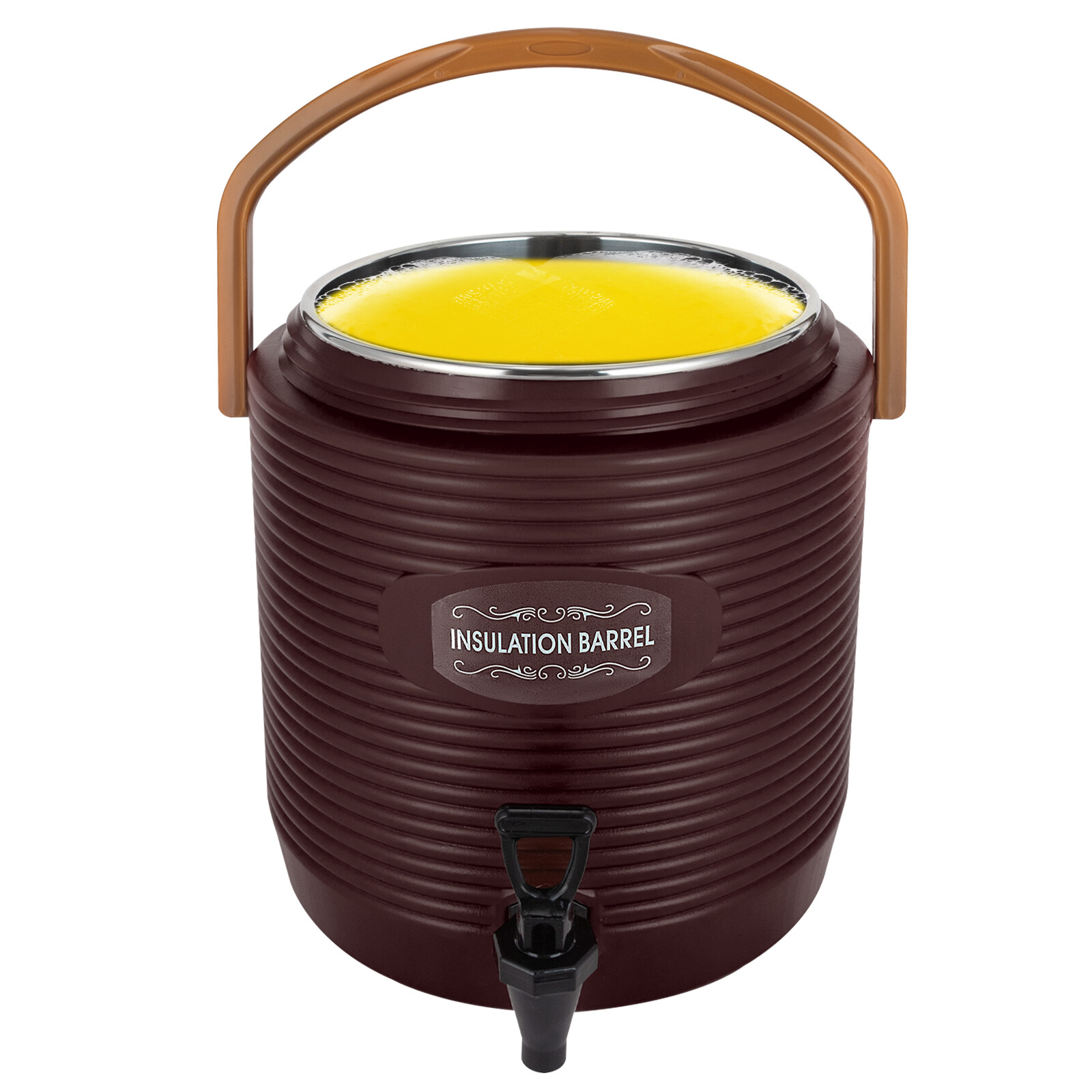 13L Hot & Cold Drink Dispenser Insulated Beverage Dispenser with Faucet Brown US