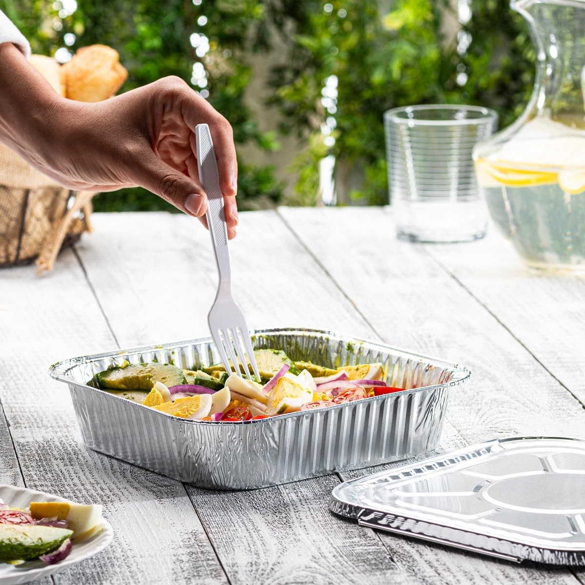 8-Inch Square Aluminum Foil Pans – [25 Sets] (Lids Not Included), Disposable