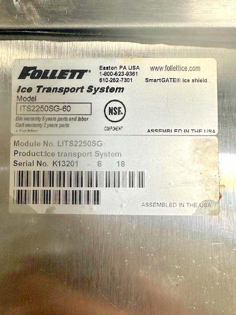 «FOLLETT ITS2250SG-60″HD COMMERCIAL 97″H x 60″W x 46″D ICE STORAGE BIN ,2133 LBS