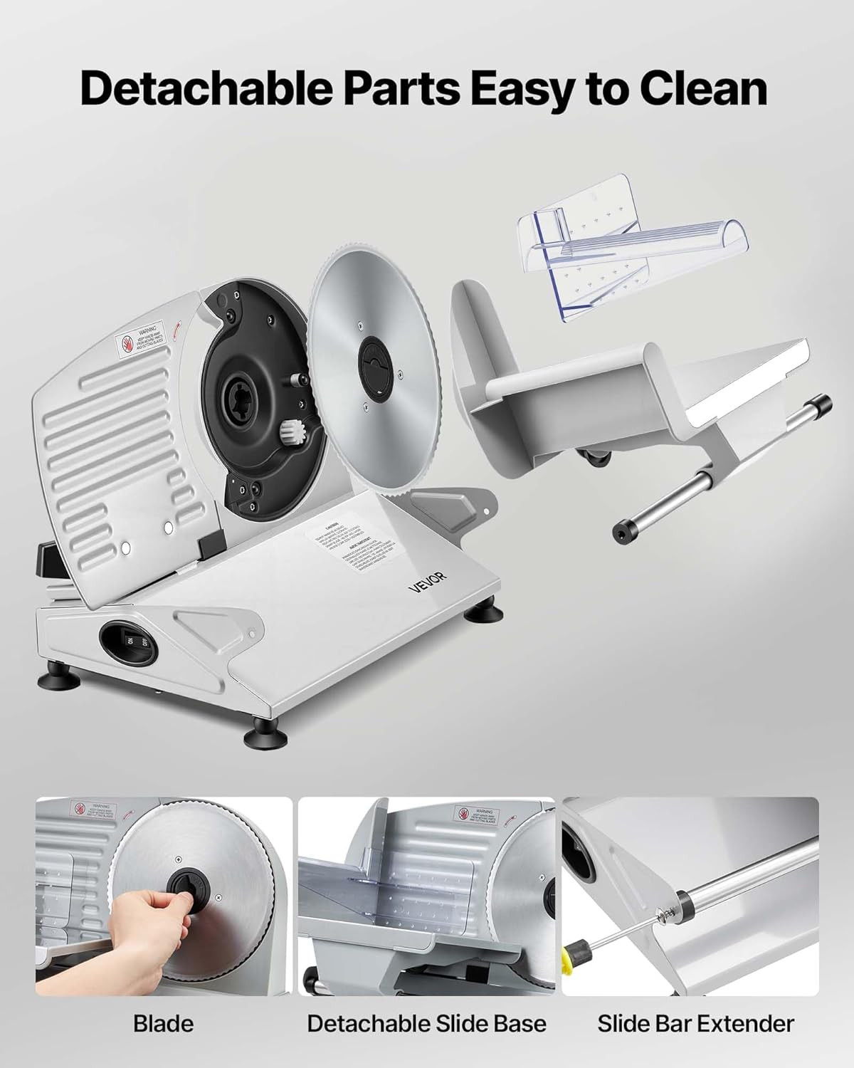 7.5″ Electric Meat Slicer 200W w/ 2 Blades Adjustable Thickness UL Approved