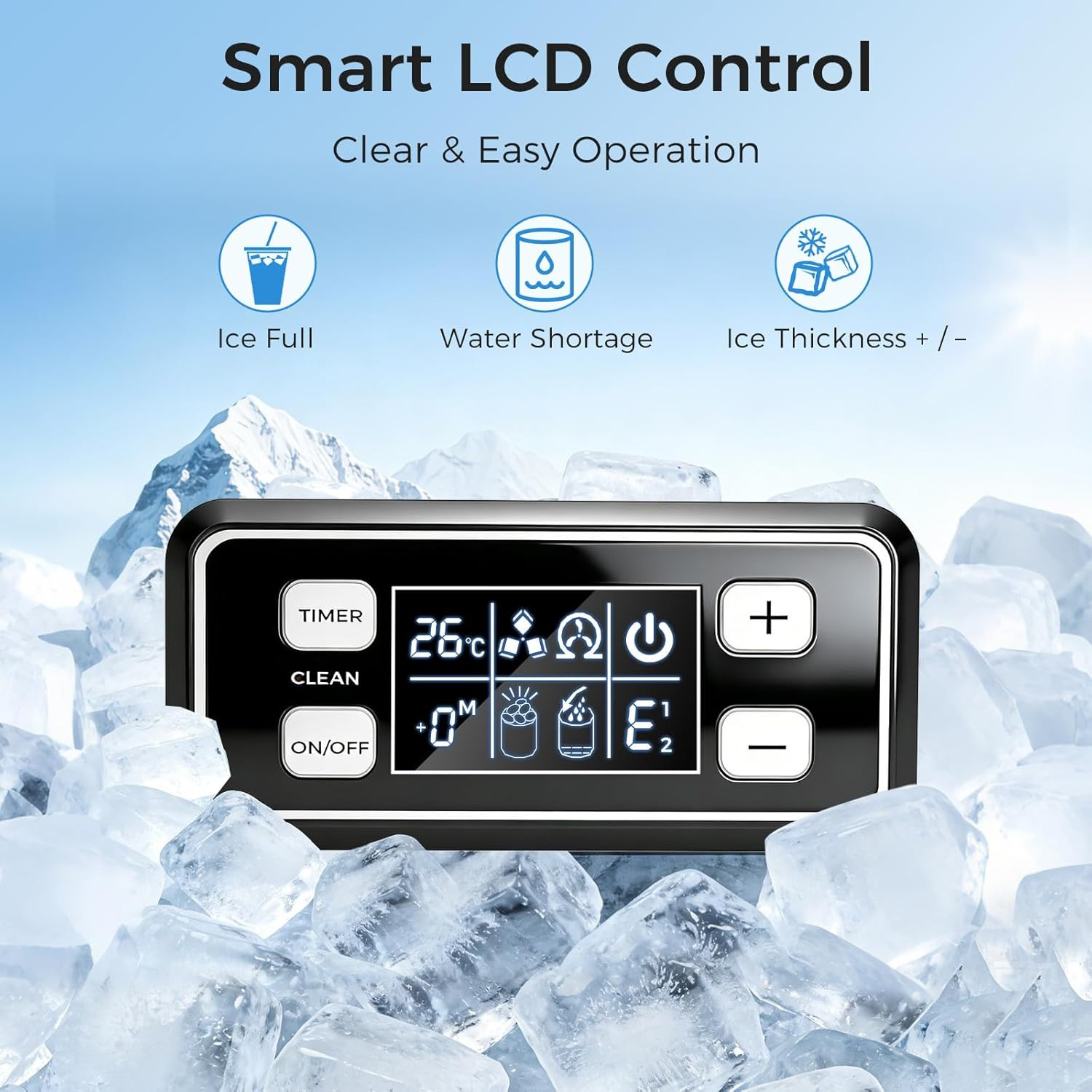 Commercial Ice Maker Machine, 100Lbs/24H under Counter Ice Machine, 45 Clear Ice