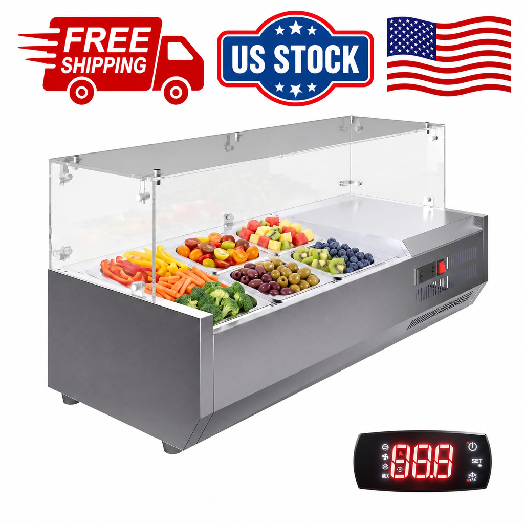 Station, 130W Air-Cooling Salad Bar Buffet Station, 35-46°F Prep Refrigerated
